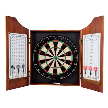 Toy Time Beveled Wood Dart Cabinet - Pro Style Board and Darts 705605XYA
